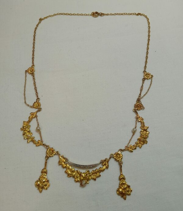 Collerette guirlande or jaune perles de culture – Image 3