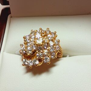 Bague bouquet or jaune diamants