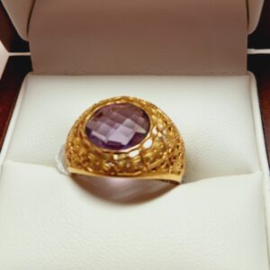 Bague jonc ajourée améthyste briolette