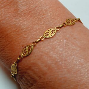 Bracelet maille filigrane or jaune 18 carats