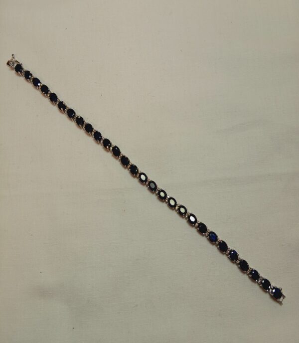 Bracelet ligne or gris saphirs diamants – Image 2