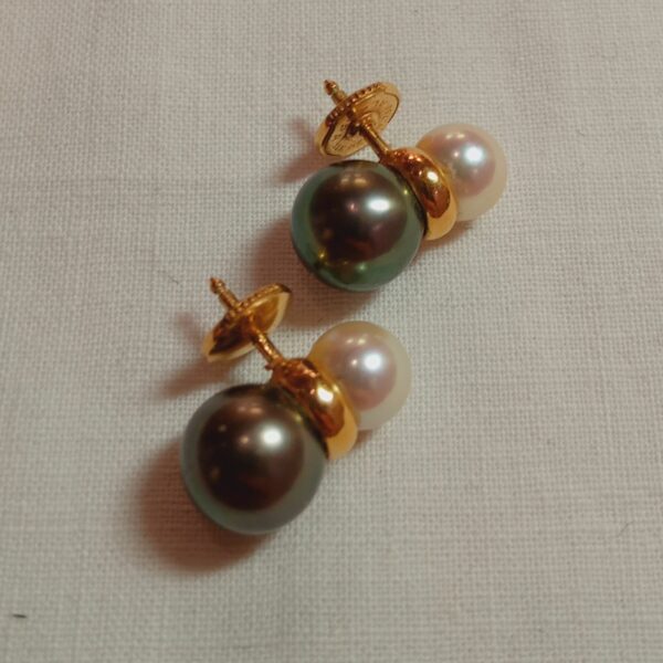 Boucles d'oreille or jaune perle de tahiti et perle de culture – Image 2
