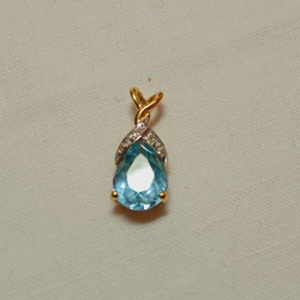 Pendentif 2 ors aigue-marine diamants