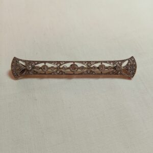 Broche barrette or gris platine diamants