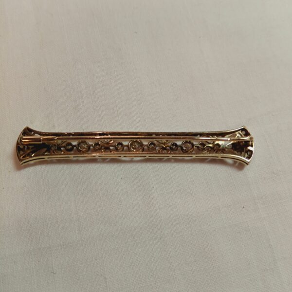 Broche barrette or gris platine diamants – Image 2