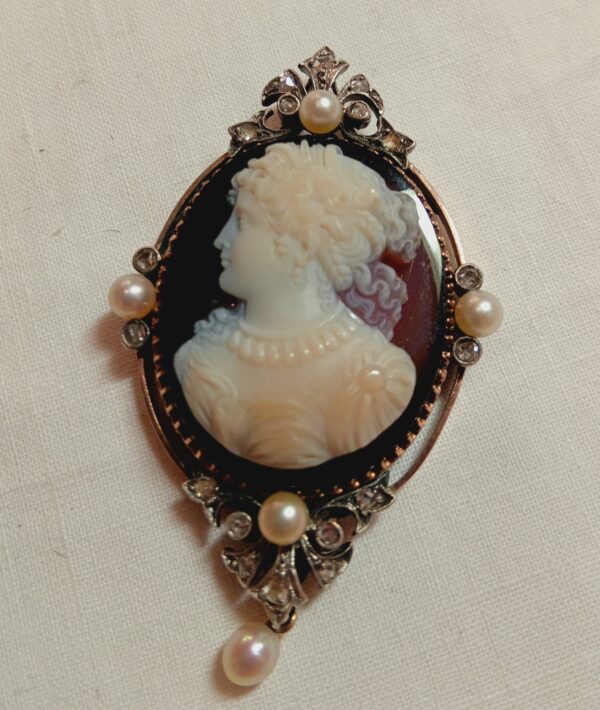 Pendentif camée agate Napoléon III