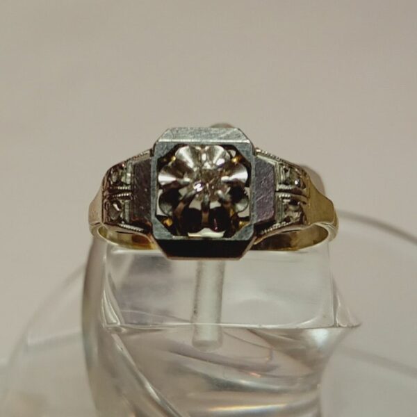 Chevalière 1930 or gris diamant