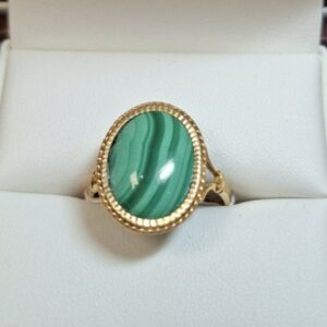 Bague malachite or jaune 18 carats