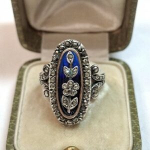 Bague ancienne or et argent émaillée