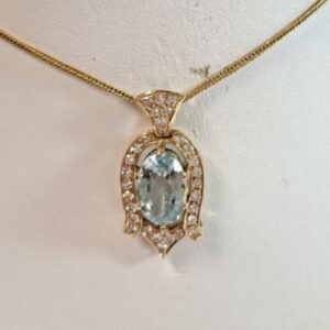 Pendentif aigue-marine diamants or jaune